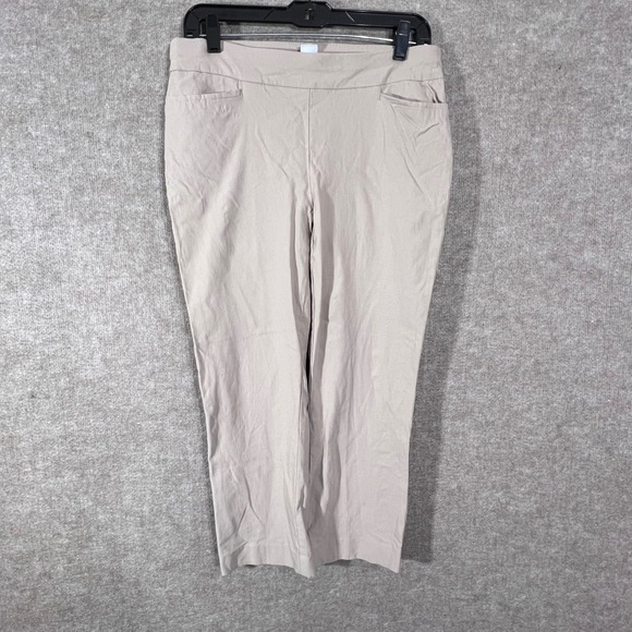 Chico's Pants - Chicos 0.5 P Beige Straight Leg Cropped Pants Womens Stretch Blend Casual Office